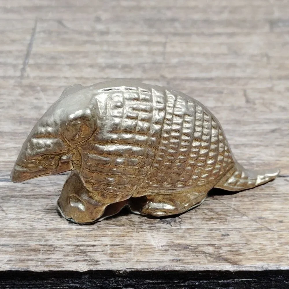 Vintage Brass Figurine Paperweight MCM Armadillo Animal